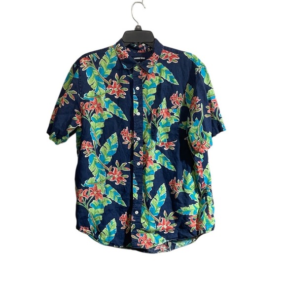 Lands' End Other - Lands End Hawaiian Shirt Mens Size Medium Linen Floral Colorful Resort